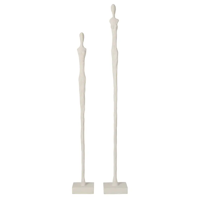 Set van 2 Abstracte Figuren Op Voet Polyresin Wit J-Line