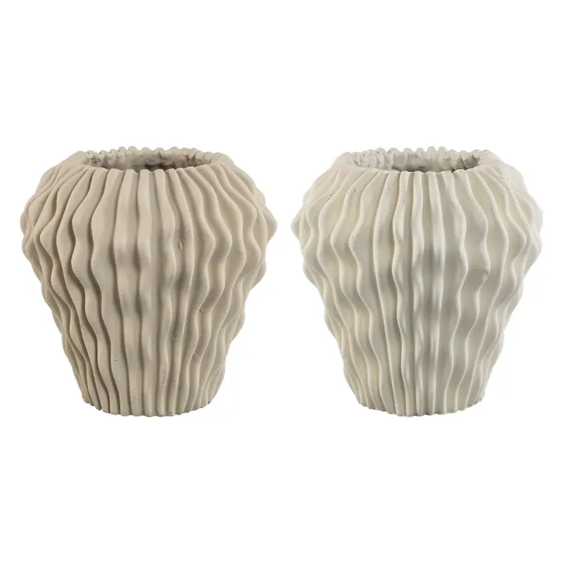 Set van 2 Barren Vazen Cement Wit En Beige PTMD
