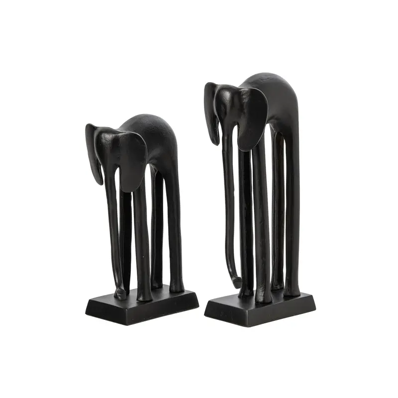 Set van 2 Beelden Olifant Aluminium Zwart J-Line