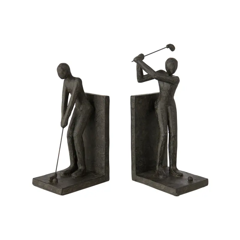 Set van 2 Boekensteun Golfer Hars Zwart J-Line