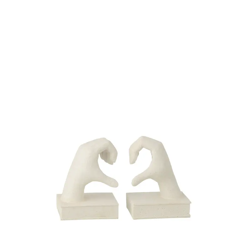 Set Van 2 Boekensteun Handen Love Polyresin Wit J-Line