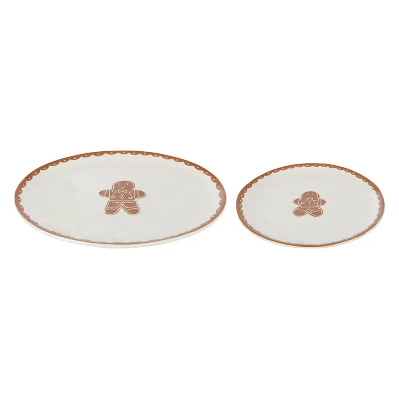 Set Van 2 Borden Cookie Dolomiet Wit/Caramel J-Line