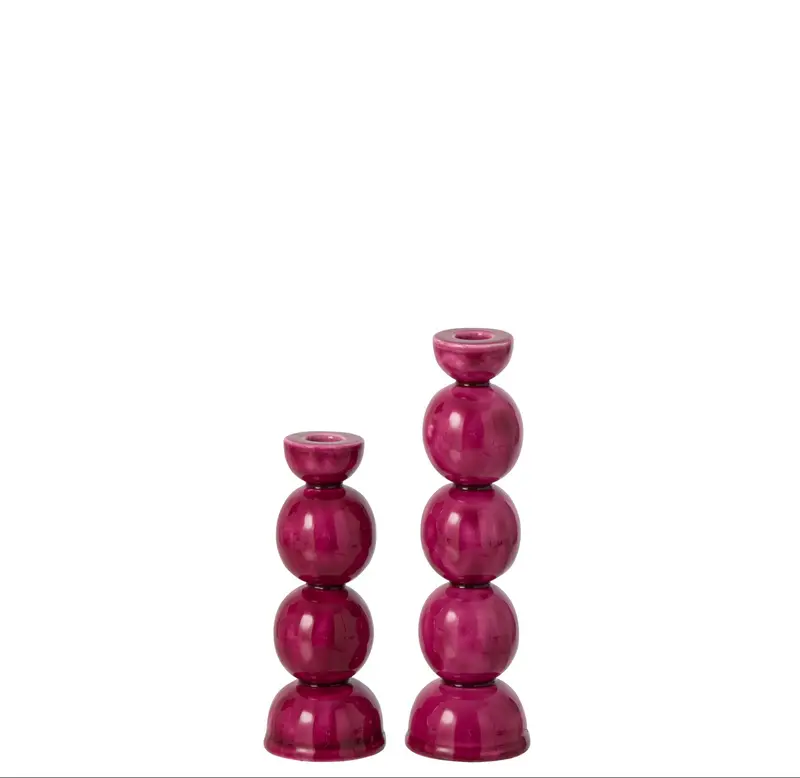 Set van 2 Kaarshouders IJzer Fuchsia J-Line