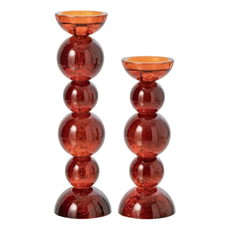 Set Van 2 Kandelaars Glas Brons J-Line