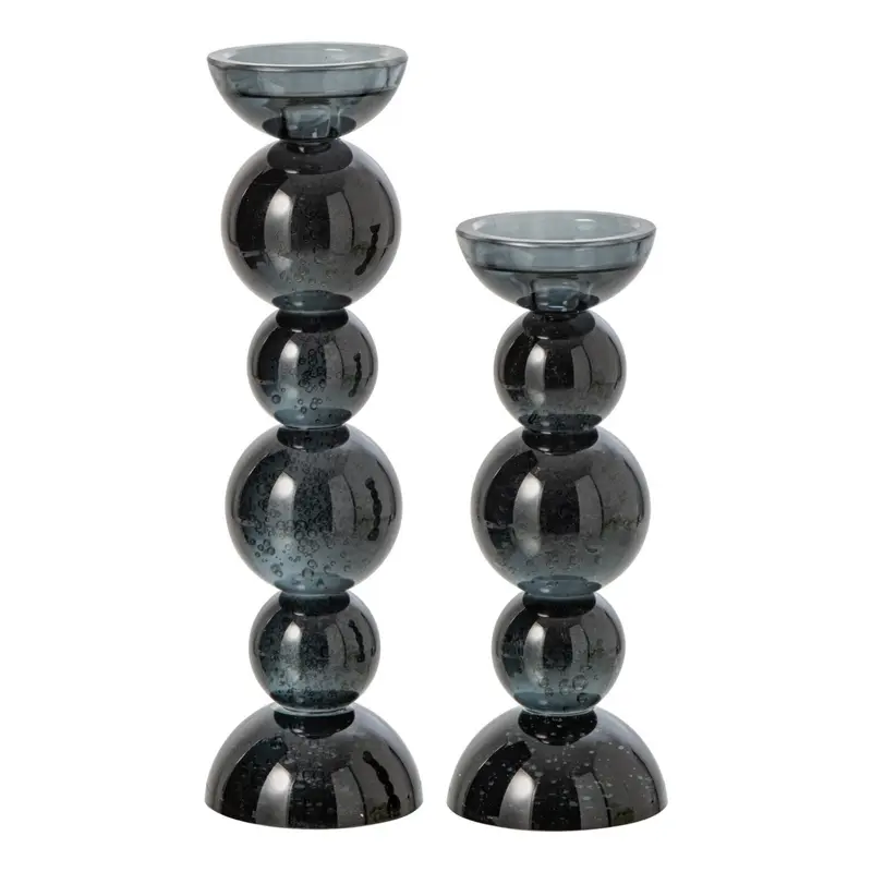 Set Van 2 Kandelaars Glas Petrol J-Line