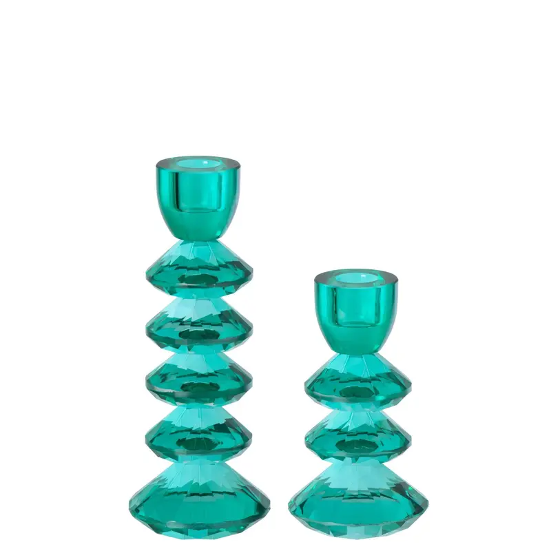 Set van 2 Kandelaars Glas Turquoise J-Line