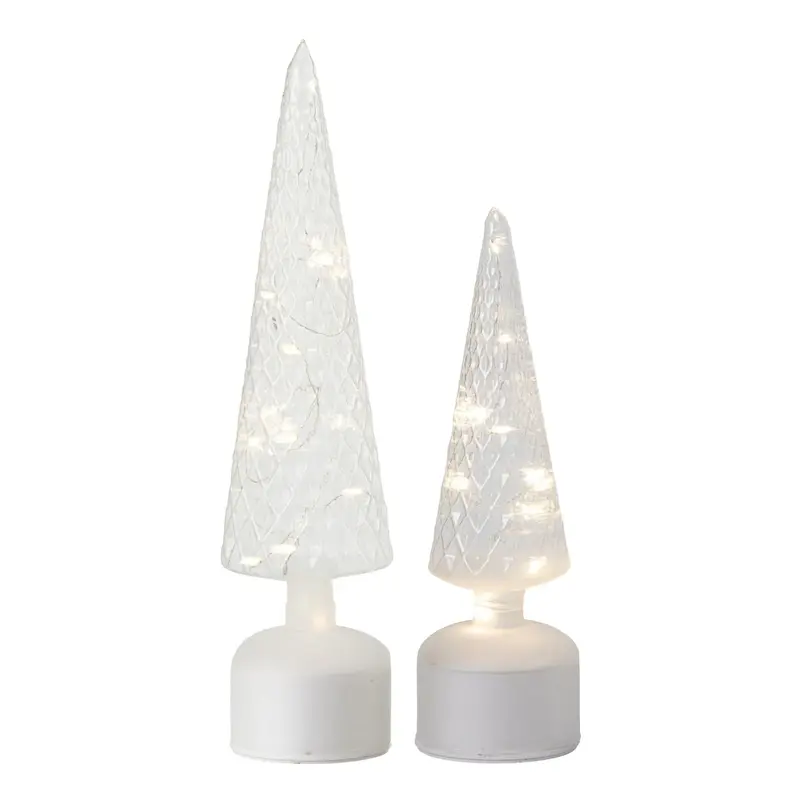 Set Van 2 Kerstbomen Led Glas Transparant J-Line