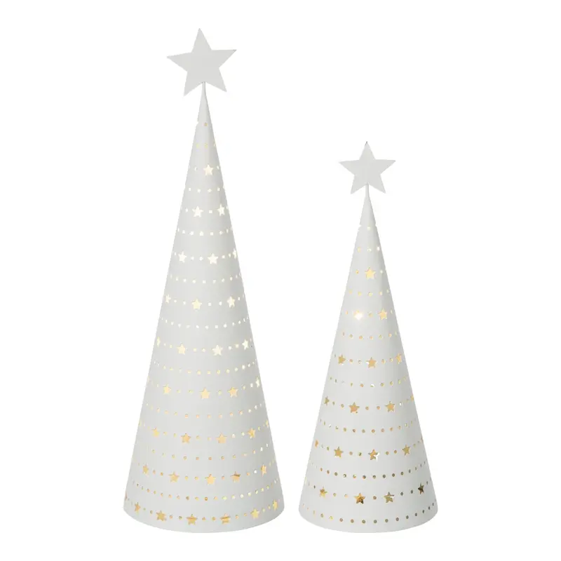 Set Van 2 Kerstbomen Led Ijzer Wit J-Line