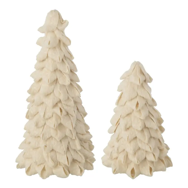 Set Van 2 Kerstbomen Vilt Ecru J-Line