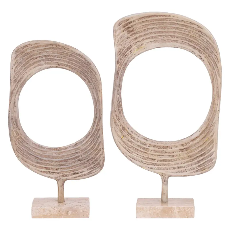 Set van 2 Monah Beelden Beige Travertijn PTMD