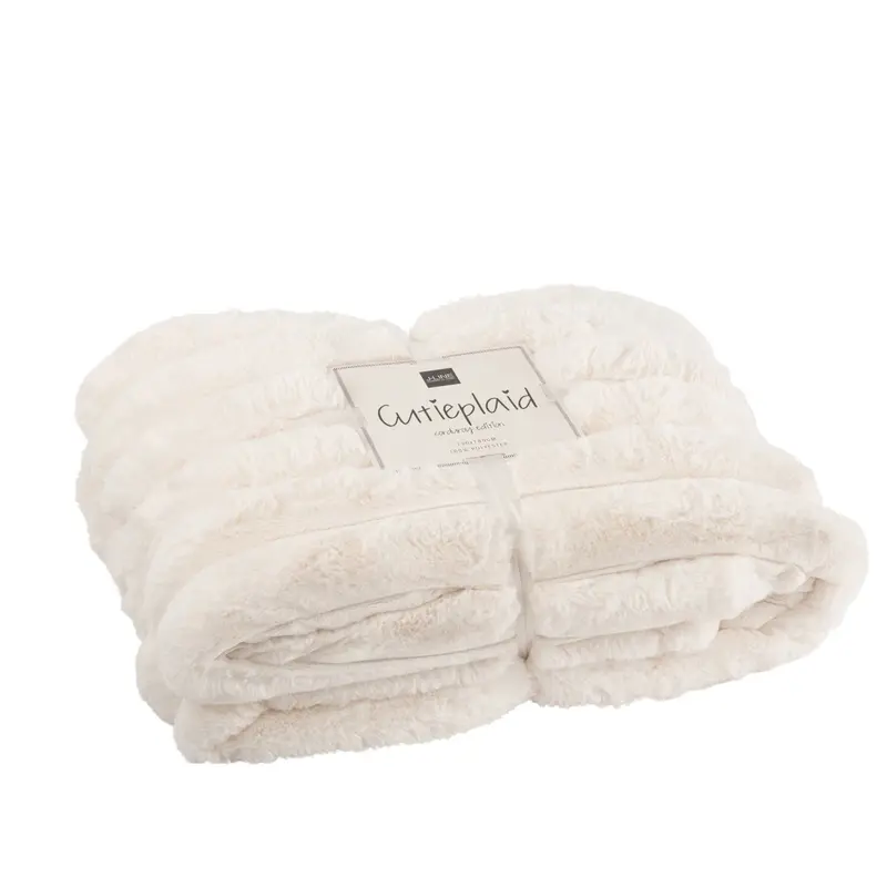 Set Van 2 Plaid en Kussen Corduroy Wit J-Line