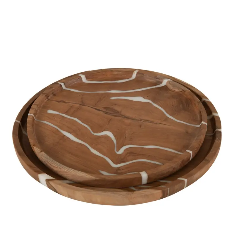 Set van 2 Schalen Cream Teakhout Naturel MUST Living