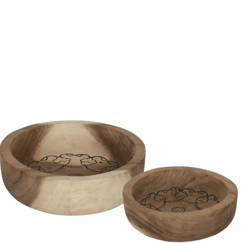 Set van 2 Schalen Mandala Teakhout Naturel MUST Living