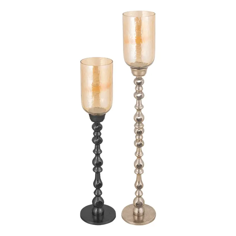 Set van 2 Tracy Windlichten Aluminium Glas PTMD