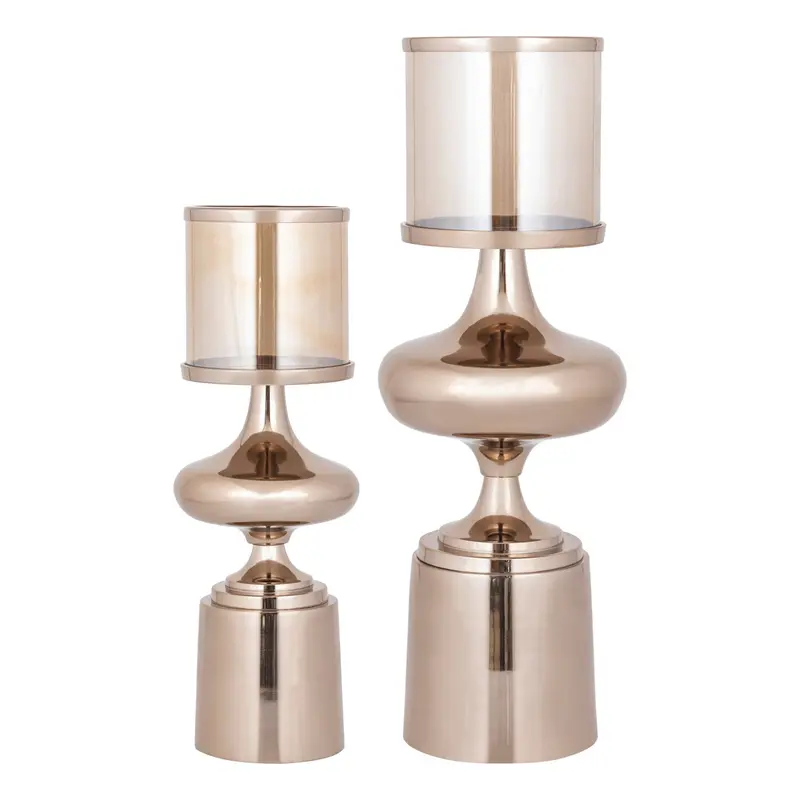 Set van 2 Uvira Windlichten Amber Bruingoud PTMD