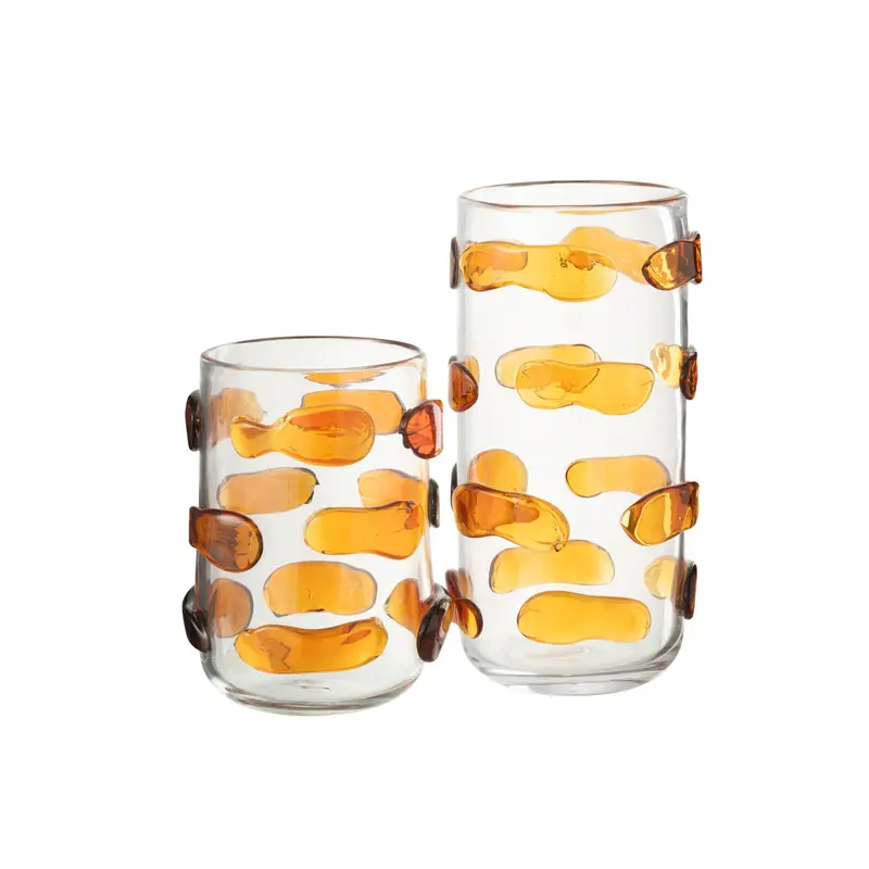 Set van 2 Vazen Pebbles Glas Amber Transparant J-Line