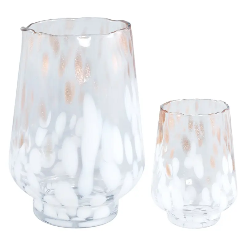 Set Van 2 Windlichten Angelina Glas Wit Goud PTMD