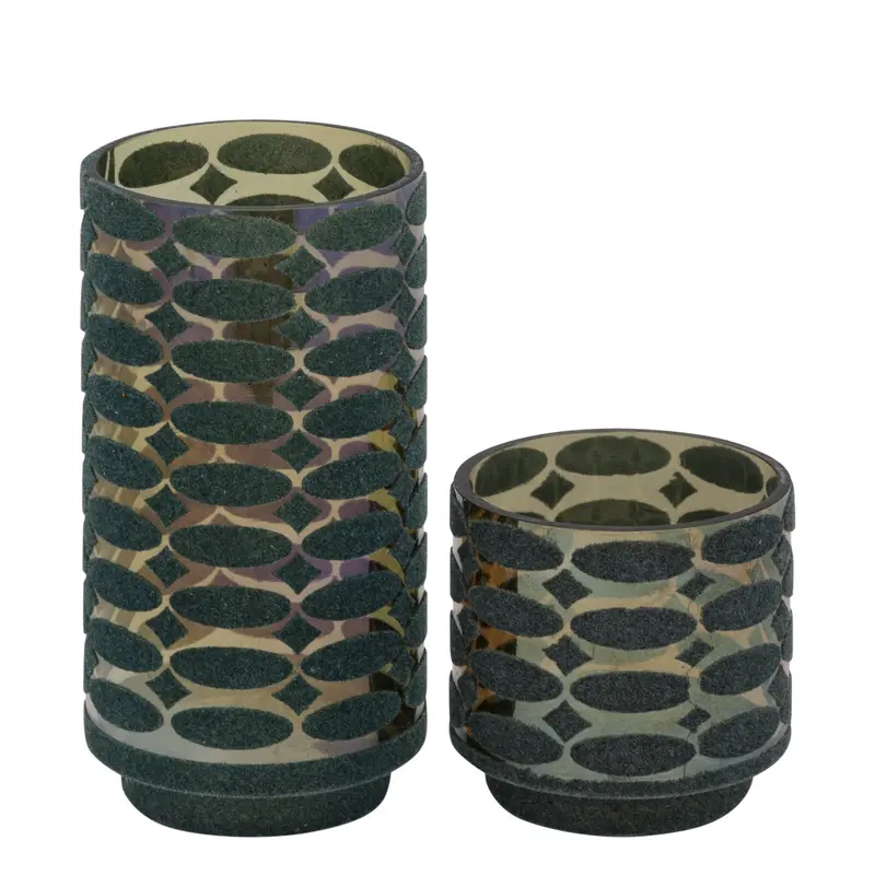 Set Van 2 Windlichten Nadara Glas Petrol PTMD