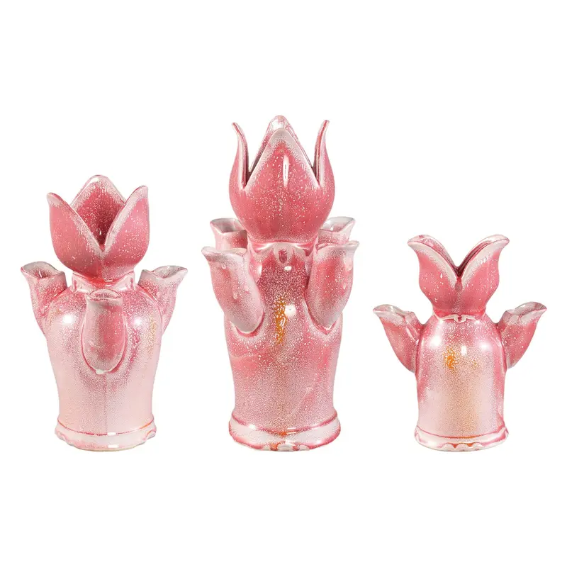 Set van 3 Brigittee Tulpvazen Roze Keramiek PTMD