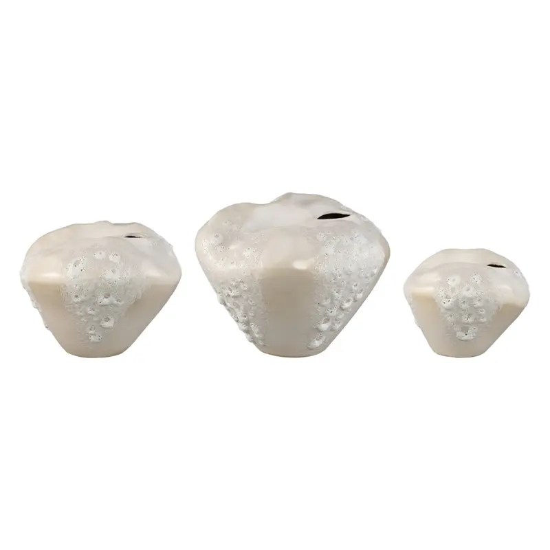 Set van 3 Dangelo Vazen Crème Keramiek PTMD