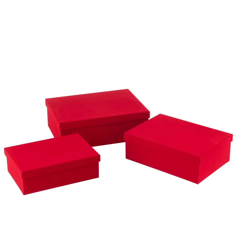 Set Van 3 Dozen Rechthoekig Fluweel Papier Rood J-Line