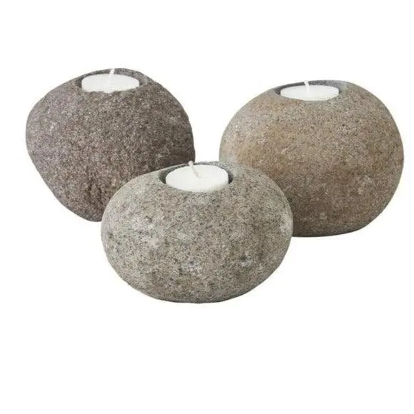 Set van 3 Kandelaars Riverstone Laag Naturel MUST Living