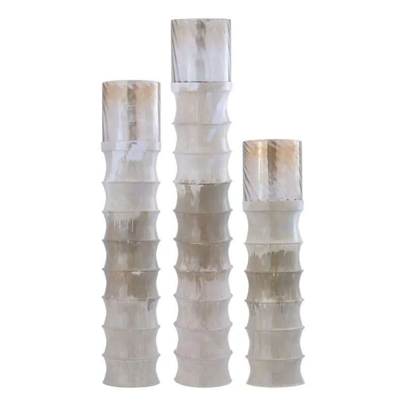 Set van 3 Kaylyne Windlichten Crème Emaille PTMD