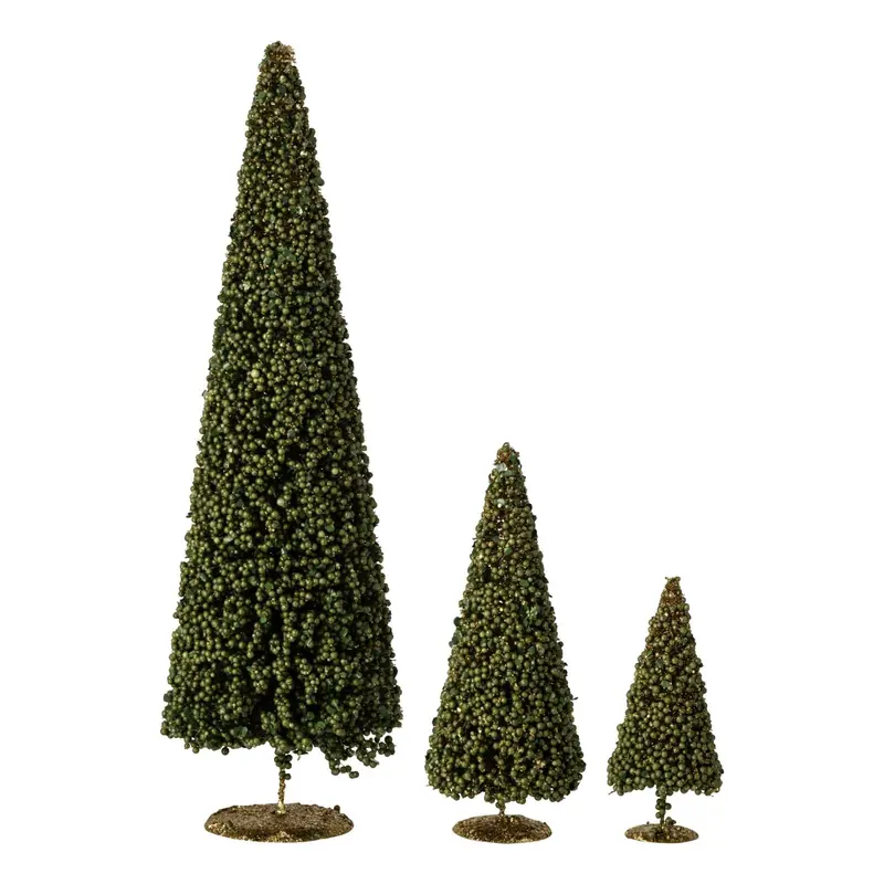 Set Van 3 Kerstbomen Bessen Kunststof Mosgroen J-Line