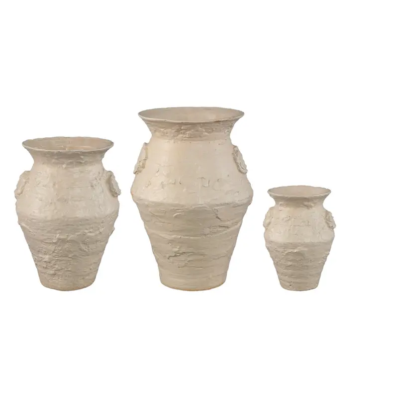 Set van 3 Leandra Potten Beige Keramiek PTMD