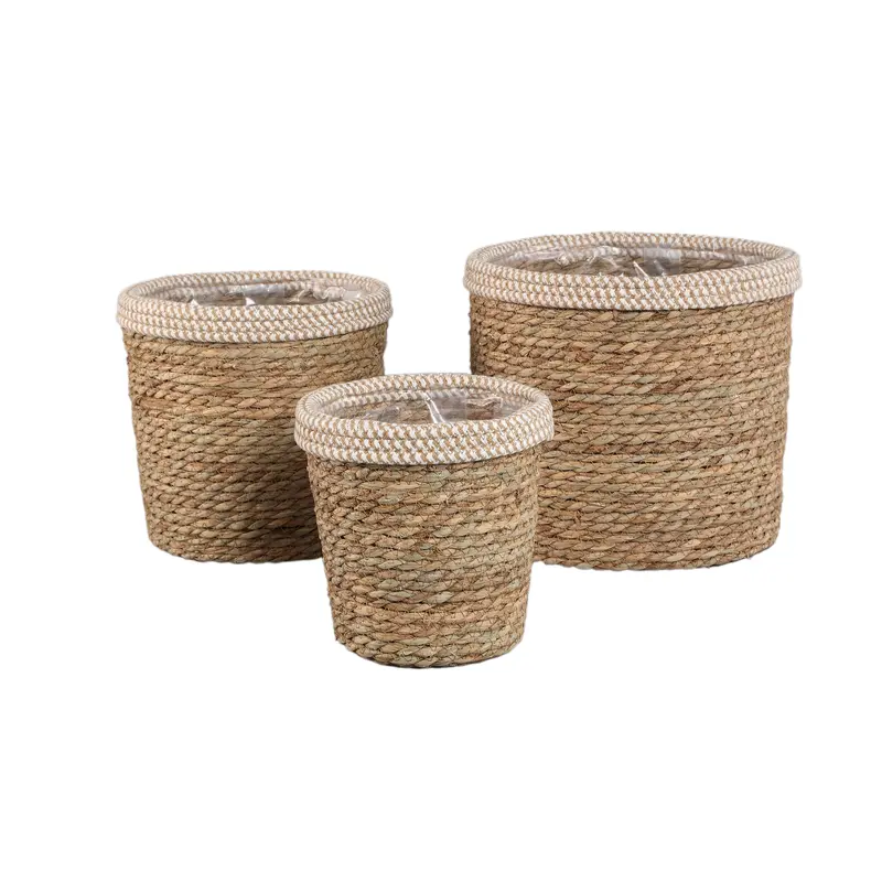 Set van 3 Manden Leavy Rotan Wit PTMD