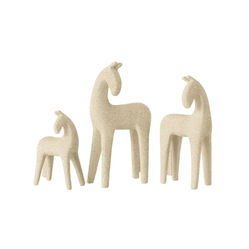 Set van 3 Paarden Modern Resine Beige J-Line