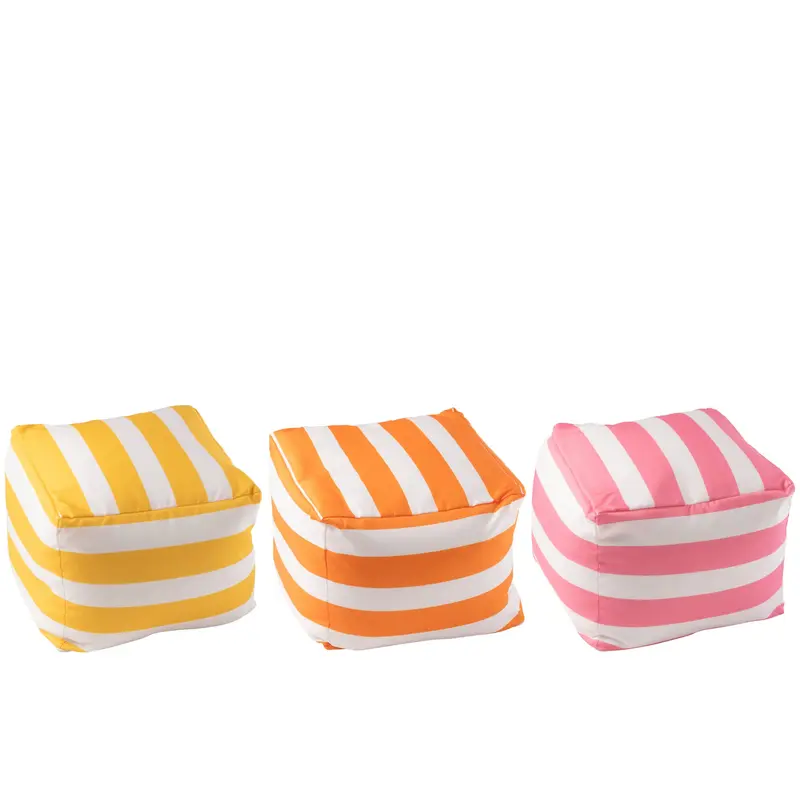 Set van 3 Poef Gestreept Polyester Meerkleurig J-Line