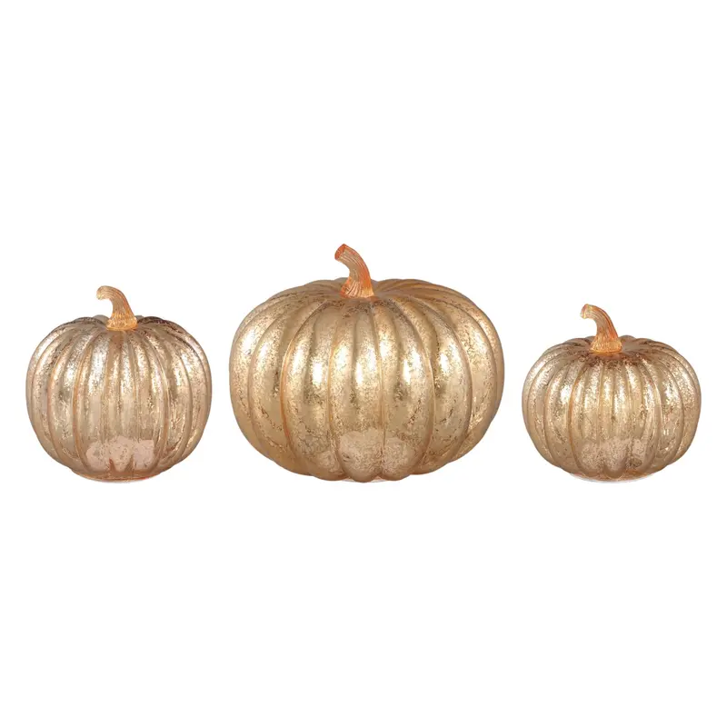 Set van 3 Pumpa Pompoen LED Lampjes Goud PTMD