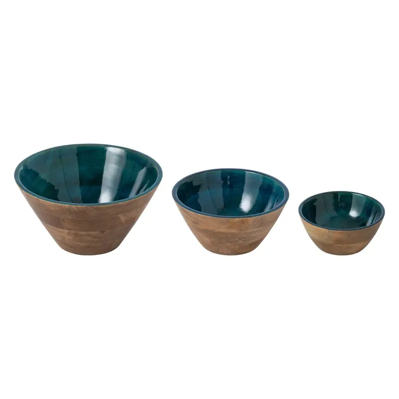 Set Van 3 Schalen Mangohout Petrol/Naturel J-Line