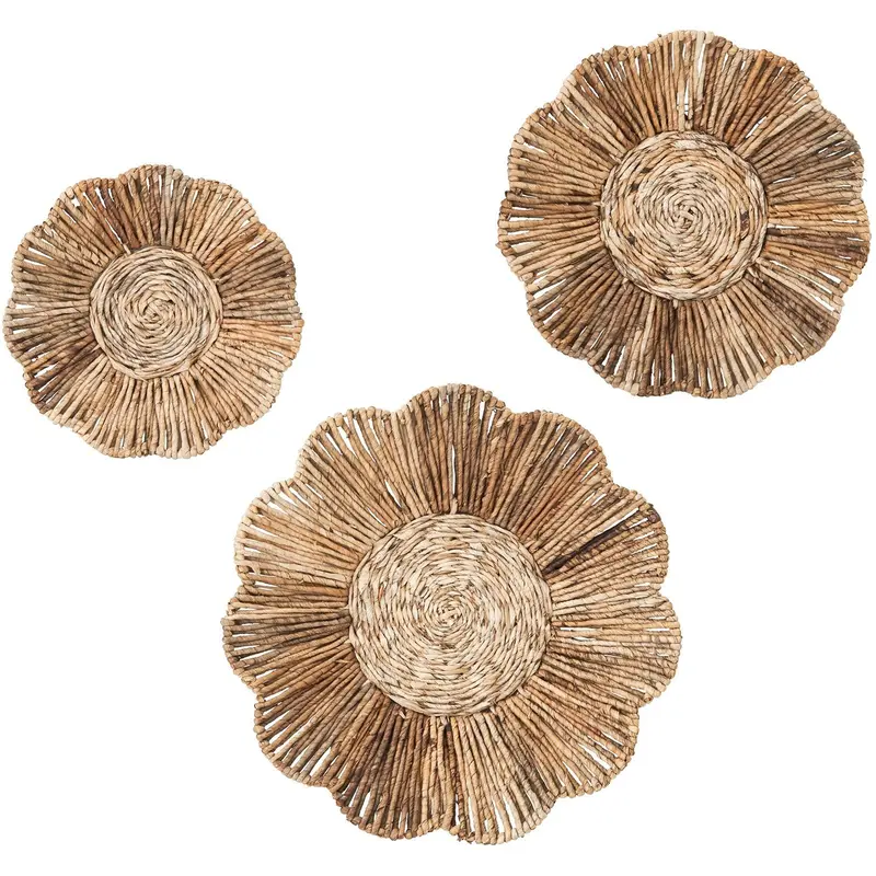 Set van 3 Wandpanelen Flower Abaca Naturel MUST Living