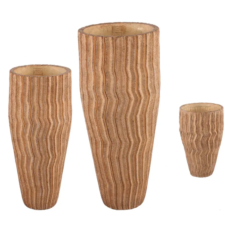 Set van 3 Zanaya Potten Lichtbruin Cement PTMD