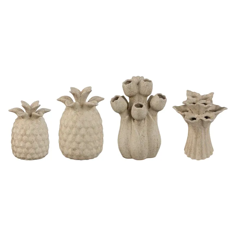 Set van 4 Ellodie Tulpenvazen Crème Keramiek PTMD
