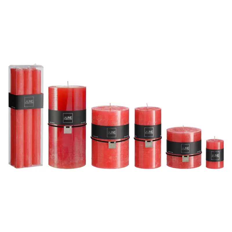 Set Van 5 Cilinderkaarsen En 6 Dinerkaarsen Rood J-Line