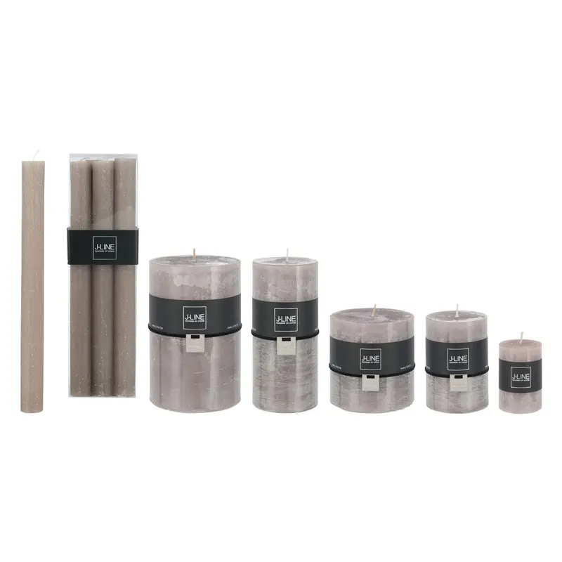 Set Van 5 Cilinderkaarsen En 6 Dinerkaarsen Taupe J-Line