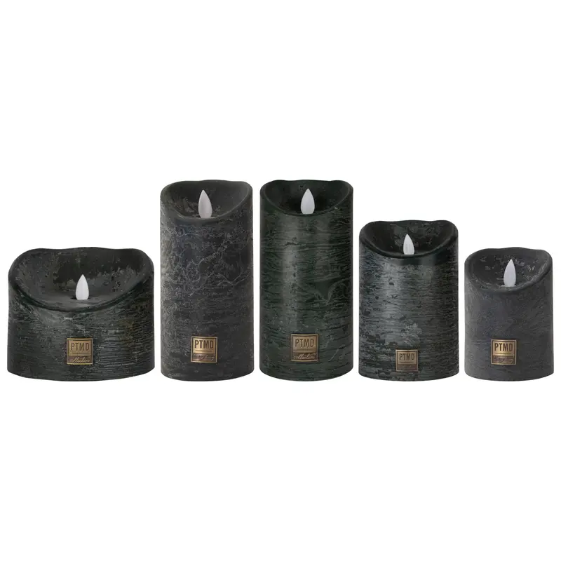 Set van 5 LED Kaarsen Rustic Dark Green PTMD
