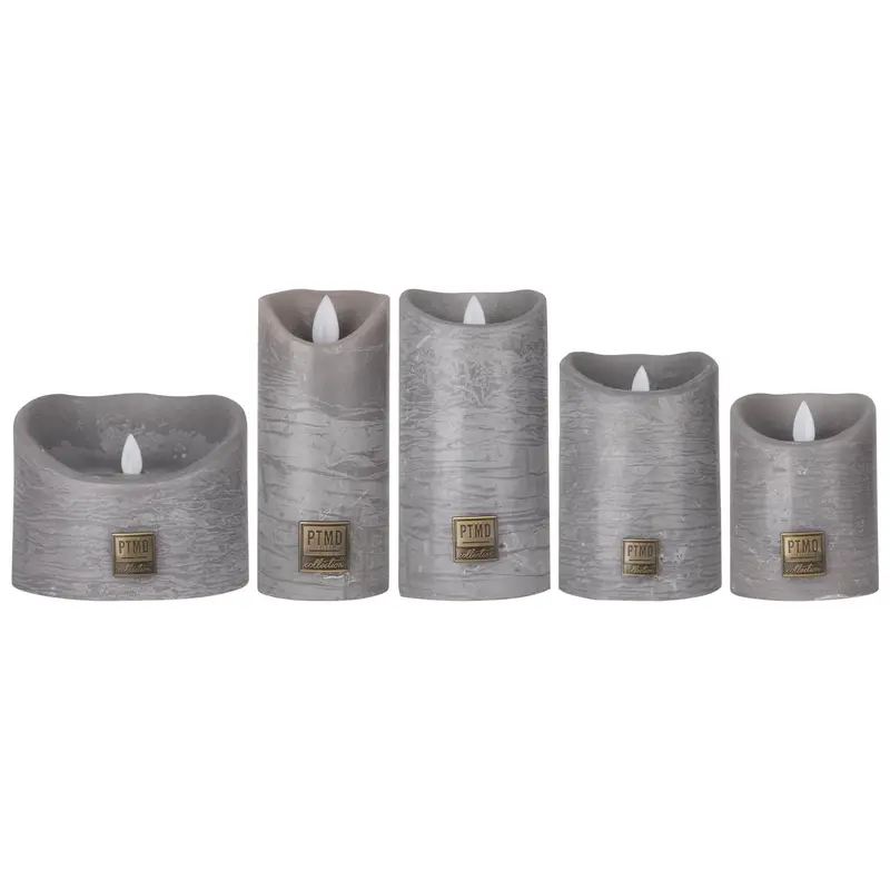 Set van 5 LED Kaarsen Rustic Suede Grey PTMD