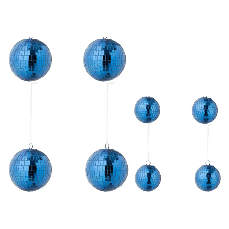 Set Van 8 Kerstballen Spiegelglas Blauw J-Line