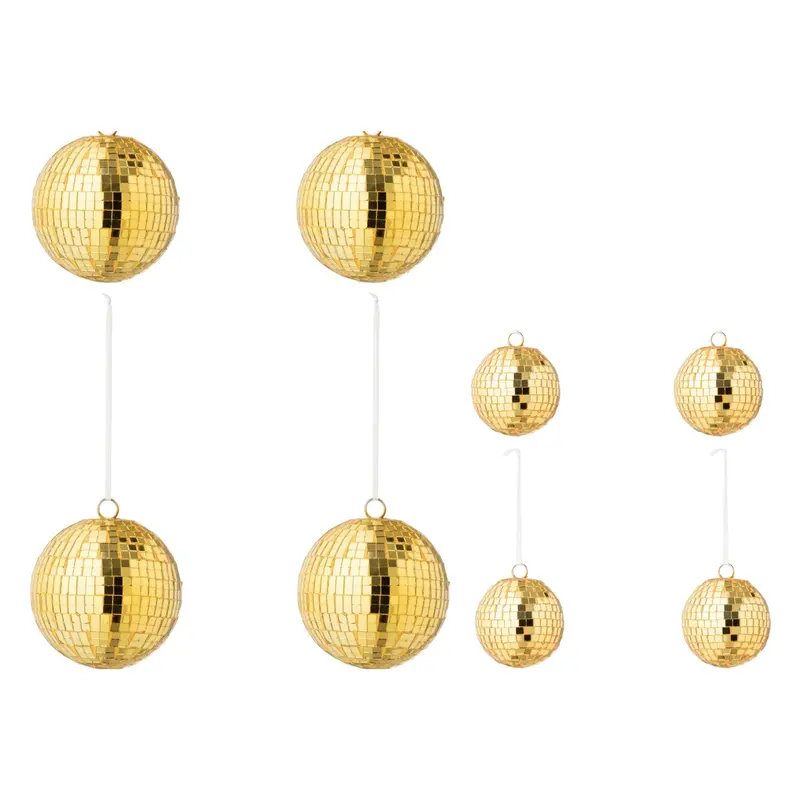 Set Van 8 Kerstballen Spiegelglas Goud J-Line
