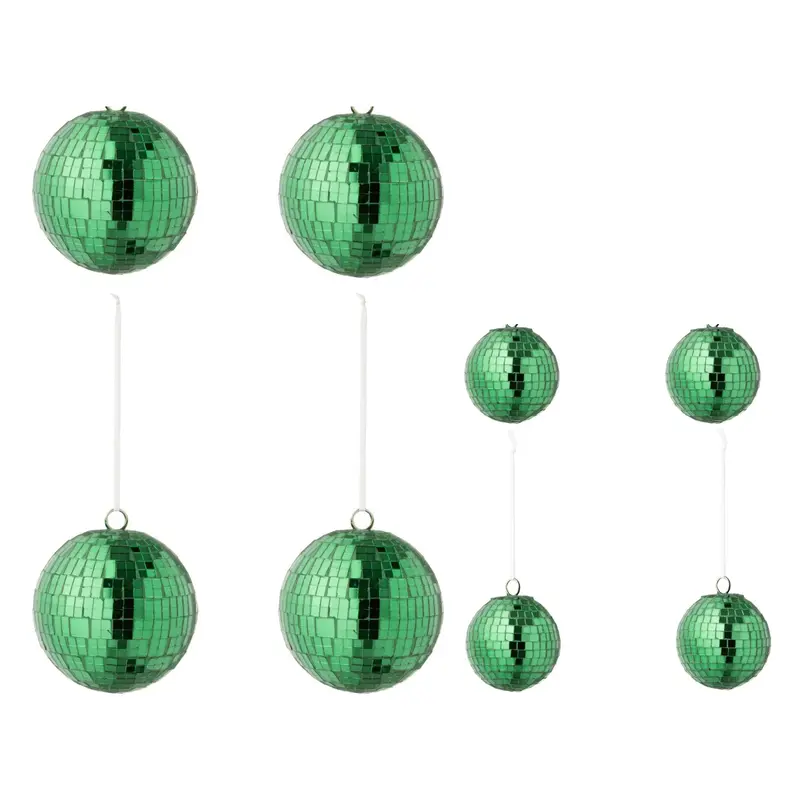 Set Van 8 Kerstballen Spiegelglas Groen J-Line