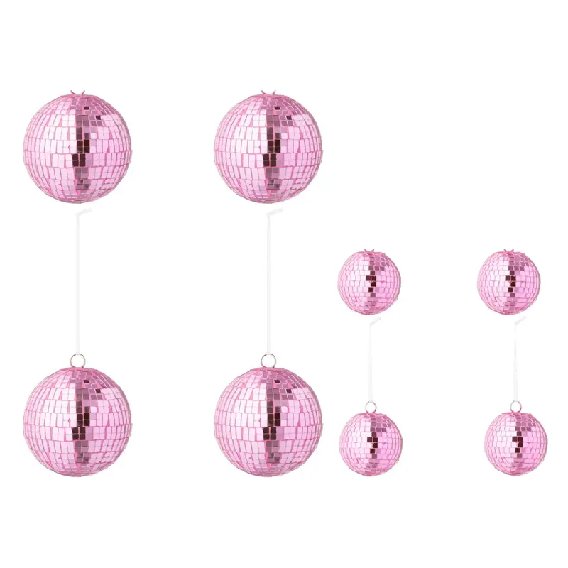 Set Van 8 Kerstballen Spiegelglas Roze J-Line