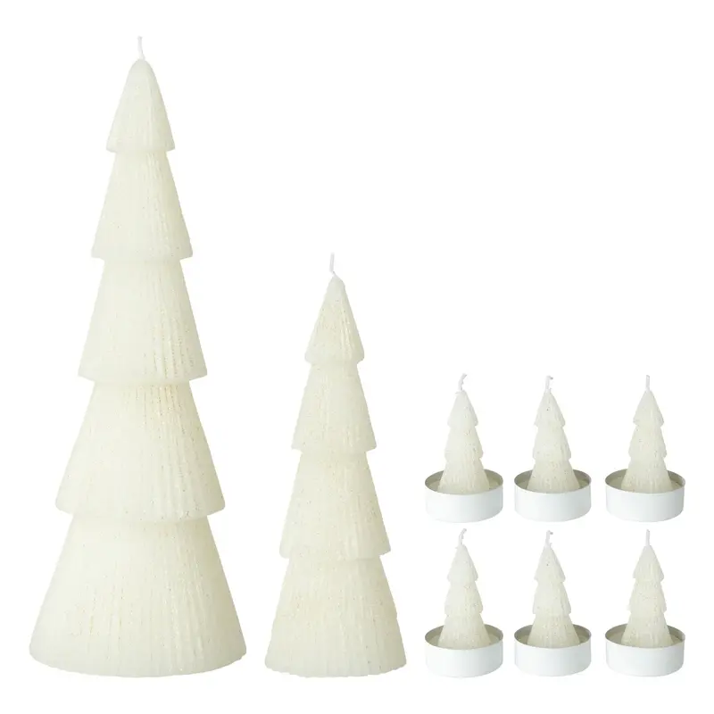 Set Van 8 Kerstboomkaarsen Paraffine Gebroken Wit J-Line