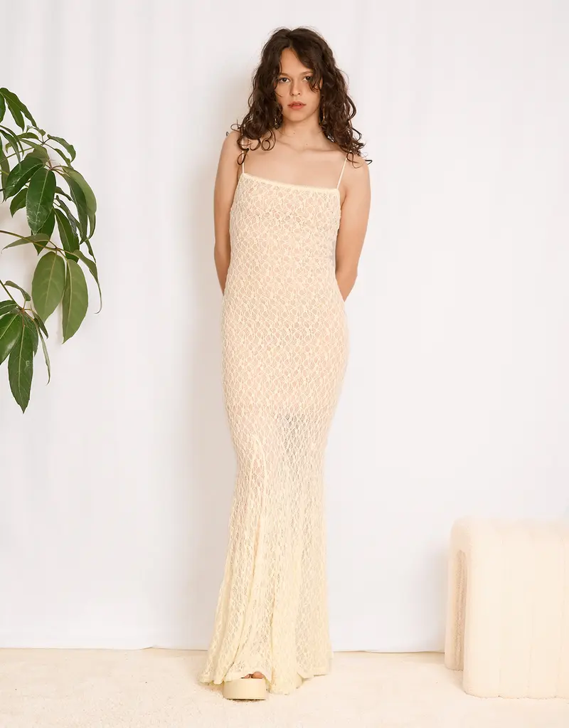 Sheer crochet mermaid maxi dress
