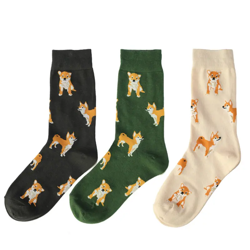 Shiba Inu Pattern Crew Socks (3 Colours)