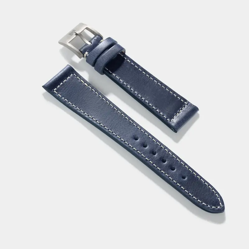 Siena Blue Boxed Stitch Leather Watch Strap - Jubilee Edition