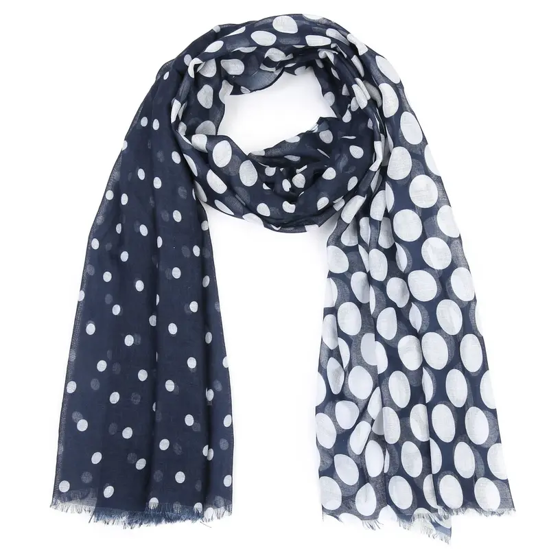 Sjaal Klassiek Stippen navy 180x90cm